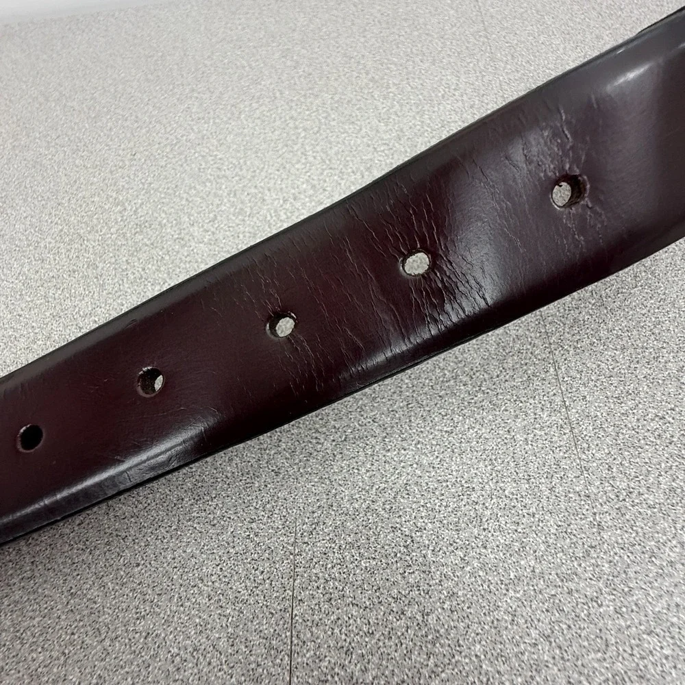 Cole Haan Polished Leather Belt 32 Mens Burgundy Dress Silver Buckle 1.25 Canada